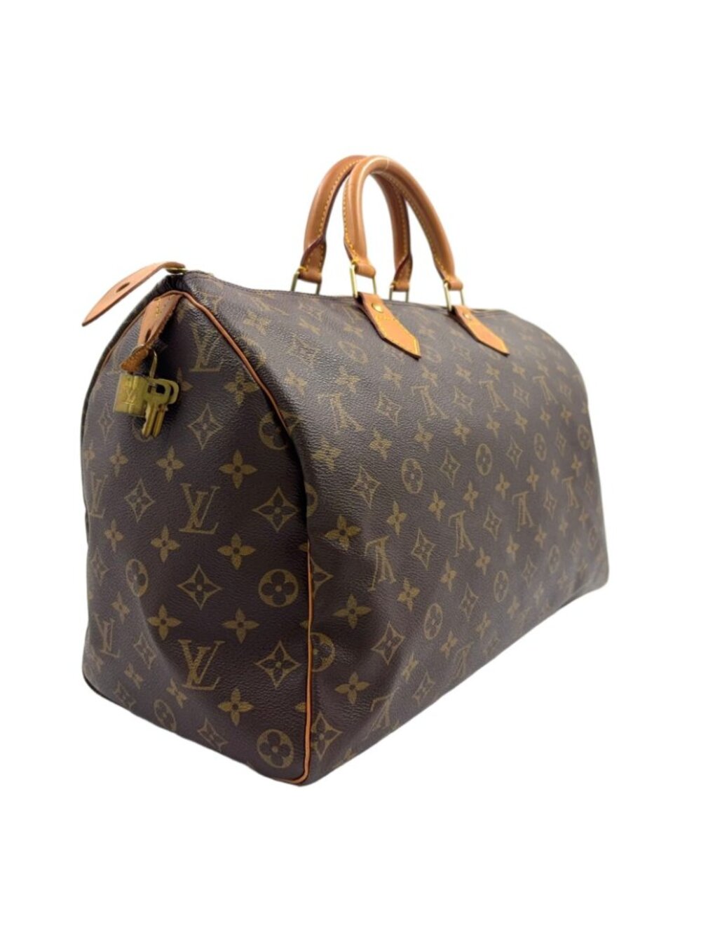 Louis Vuitton Speedy 40 Monogram Leather Brown Handbag Gold - Picture 2 of 15